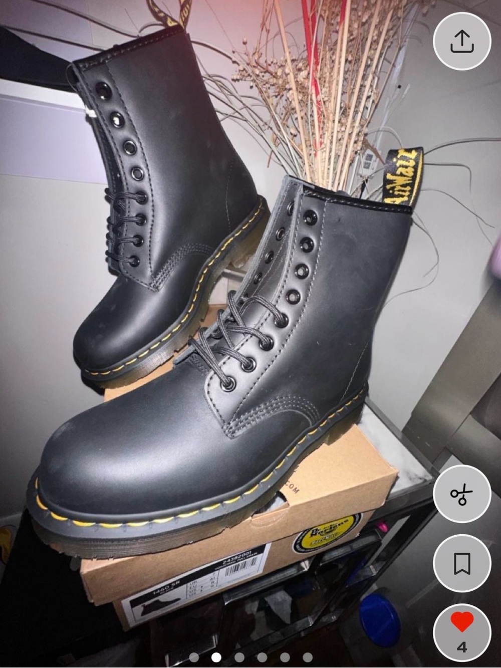 Dr. Martens Black Lace-Up Boots with Yellow Stitching